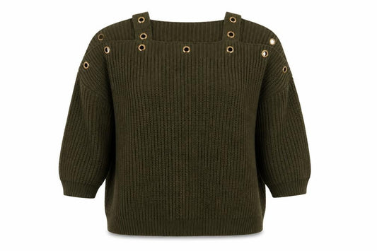 Front view of Preworn women’s green jumper one size