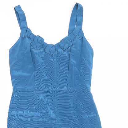 Close-up detail of Principles women’s blue shift, size UK 10