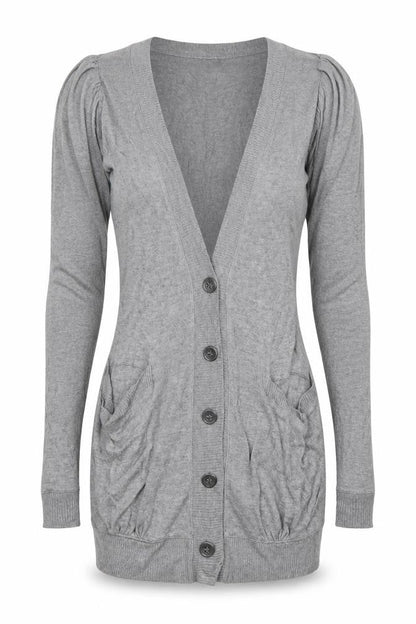Front view of George women’s grey cardigan jumper, size UK 10