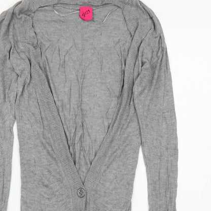 Close-up detail of George women’s grey cardigan jumper, size UK 10