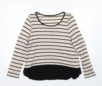 Additional front view of M&Co women’s beige striped jumper, size UK 16