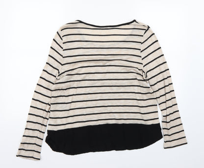 Back view of M&Co women’s beige striped jumper, size UK 16