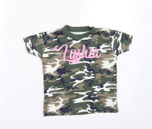 Preworn Boys Green Camouflage  Basic T-Shirt Size 2-3 Years