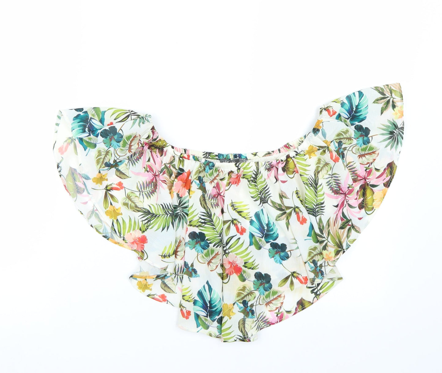Bershka Womens White Floral  Basic Tank Size M