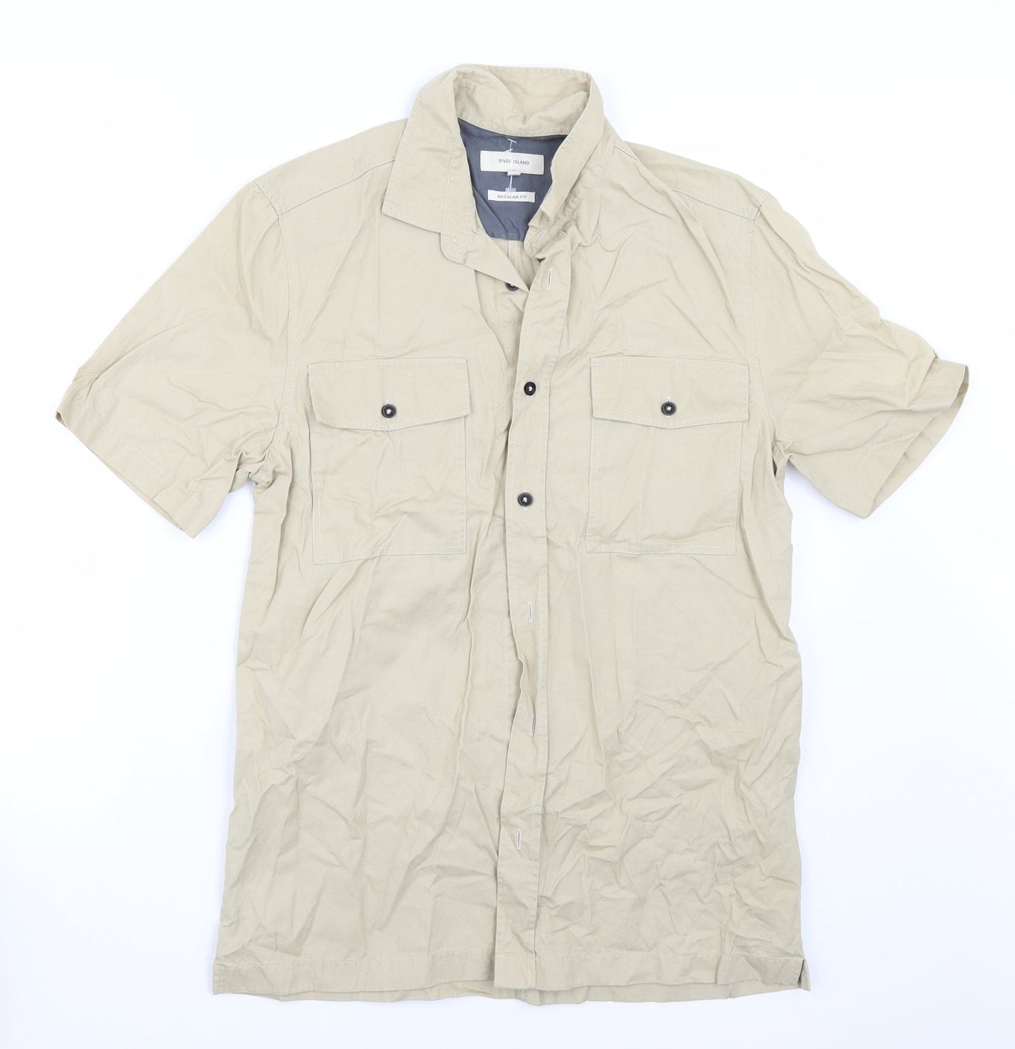 Riverisland Mens Beige    Button-Up Size M
