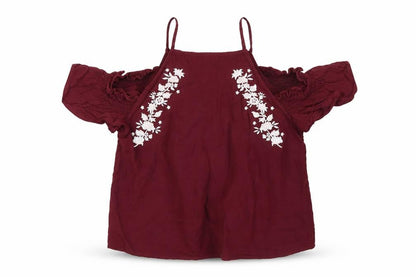 Front view of New Look girls’ purple rayon basic t-shirt, size 14, years