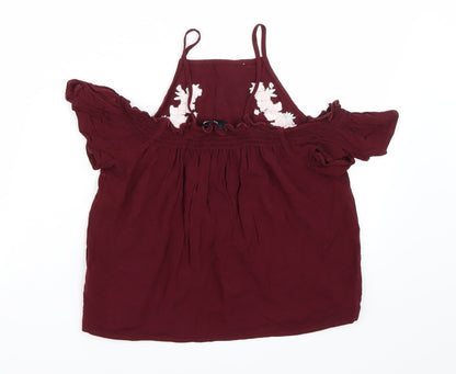 Back view of New Look girls’ purple rayon basic t-shirt, size 14, years
