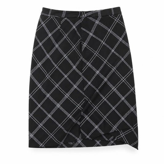 Front view of M&Co women’s black a-line skirt, size UK 14