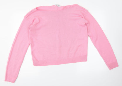 Additional front view of I SAW IT FIRST women’s pink pullover sweatshirt, size UK 12