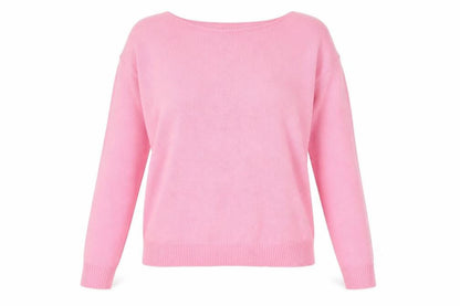 Front view of I SAW IT FIRST women’s pink pullover sweatshirt, size UK 12