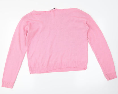 Back view of I SAW IT FIRST women’s pink pullover sweatshirt, size UK 12