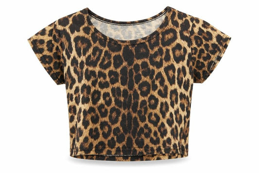 Front view of Minx London girls’ brown animal print basic tank, size 9-10, years