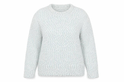 Front view of Isle Essentials women’s white pullover sweatshirt, size M