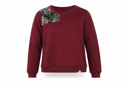 Front view of Bell field women’s red pullover sweatshirt, size UK 8