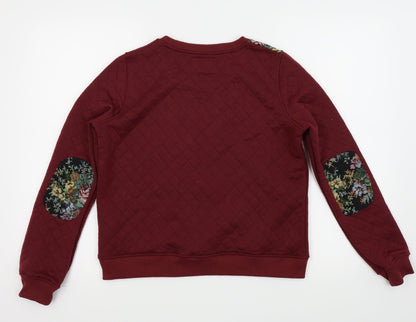Back view of Bell field women’s red pullover sweatshirt, size UK 8