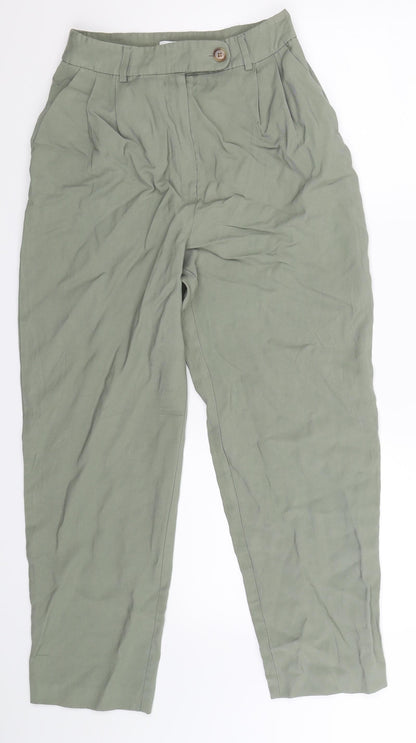 Additional front view of Topshop women’s grey trousers, size UK 6, 25-inch leg