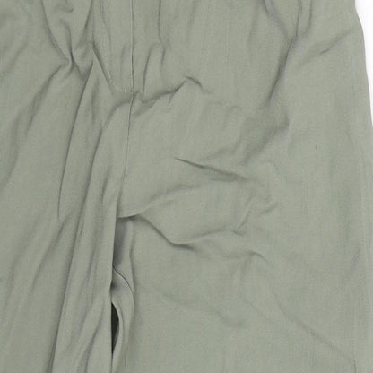 Close-up detail of Topshop women’s grey trousers, size UK 6, 25-inch leg