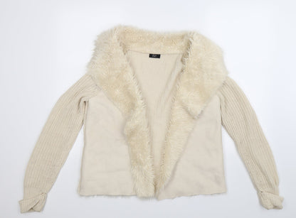 Additional front view of F&F women’s white jacket coatigan, size UK 10