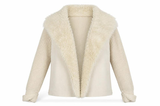 Front view of F&F women’s white jacket coatigan, size UK 10
