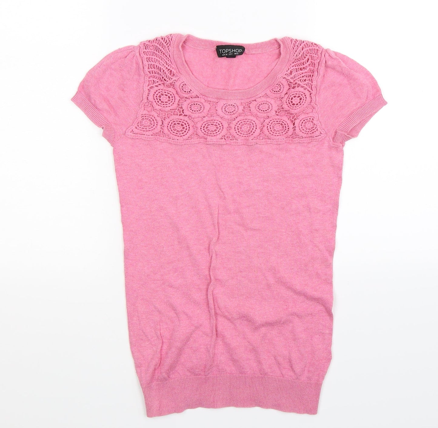 Topshop Womens Pink  Knit Pullover Jumper Size 6