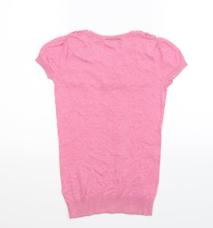 Back view of Topshop women’s pink knit jumper, size UK 6