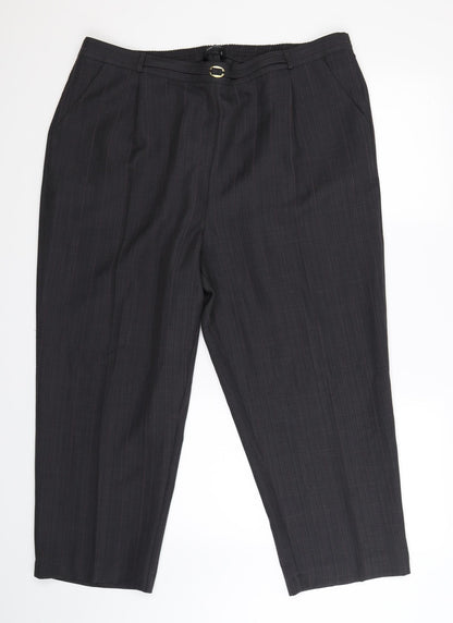 Additional front view of Bonmarché women’s grey striped trousers, size UK 20, 26-inch leg