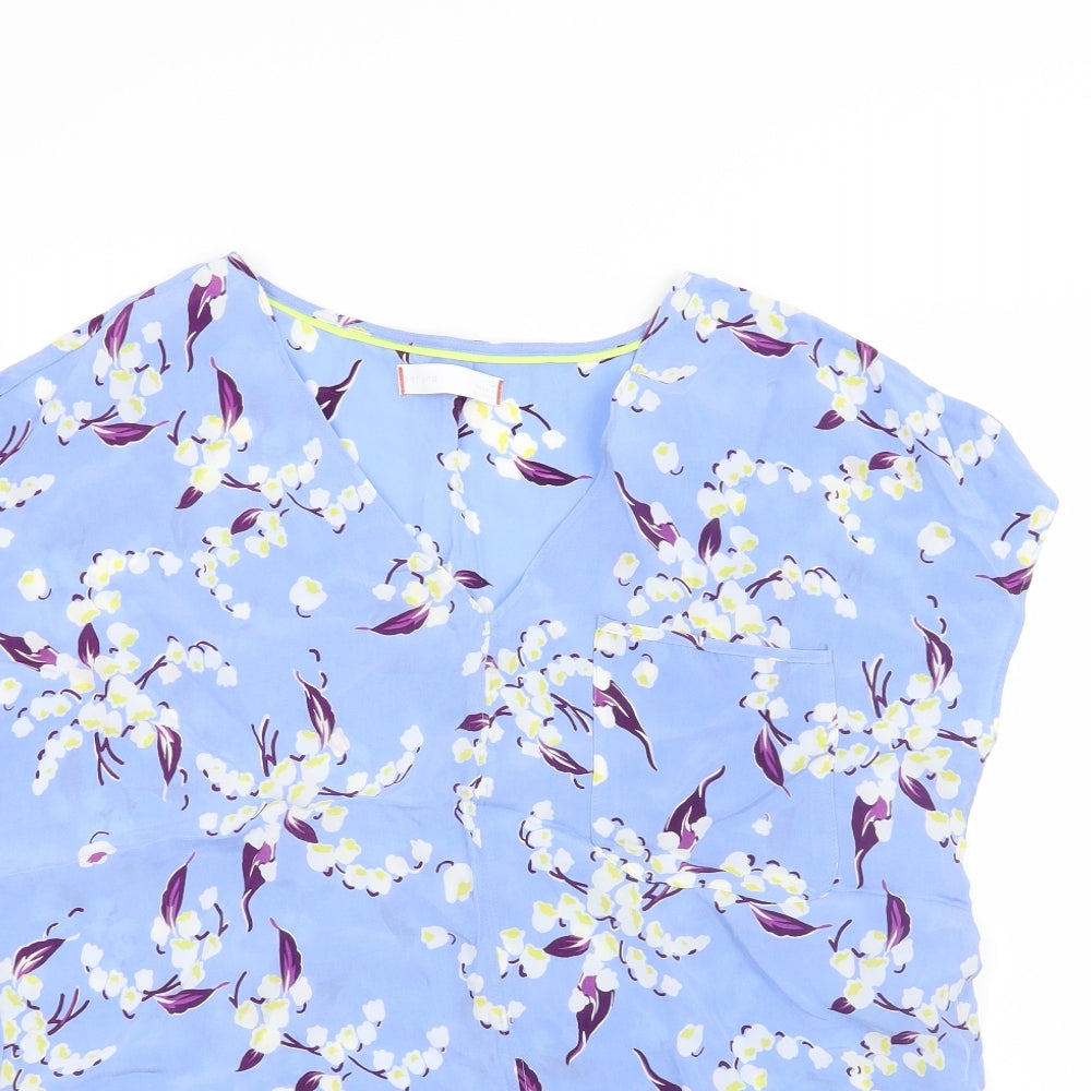 Per Una Womens Blue Floral  Basic T-Shirt Size 10