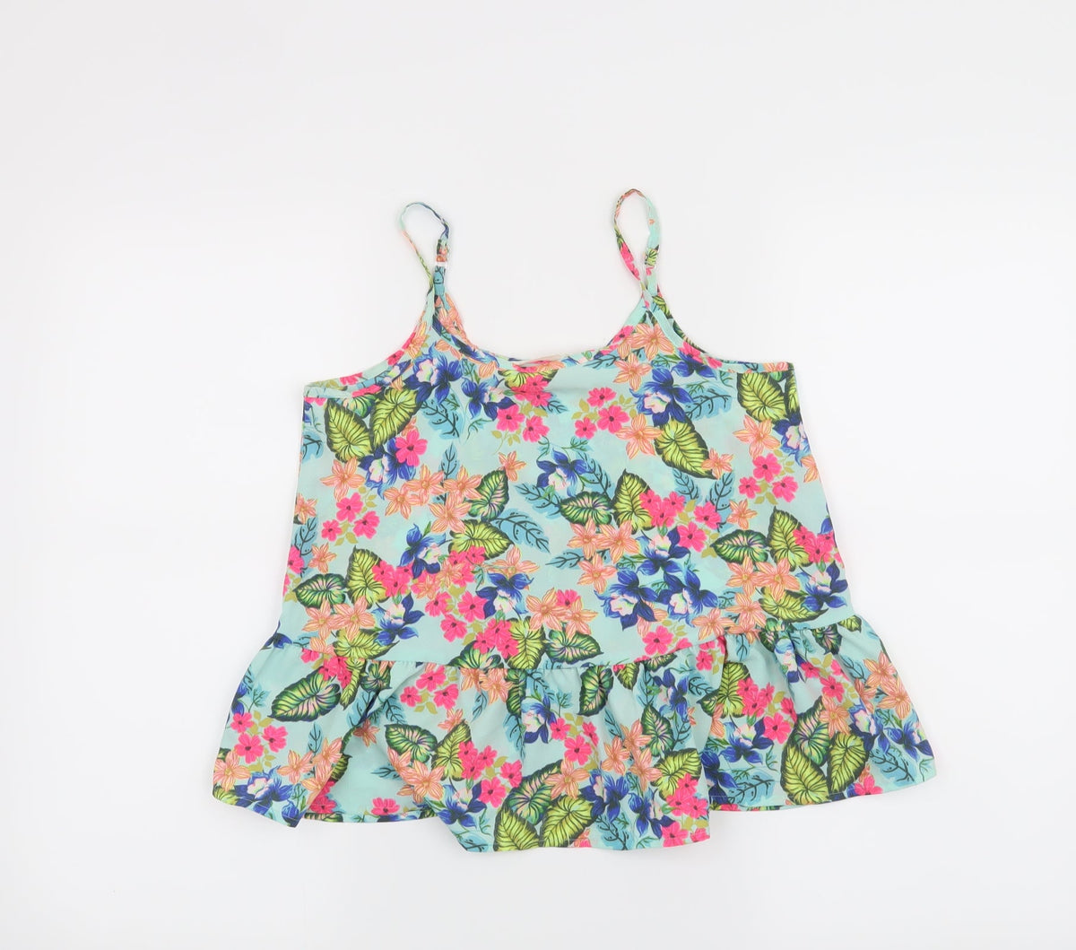 Candy Couture Girls Blue Floral  Basic Tank Size 10 Years