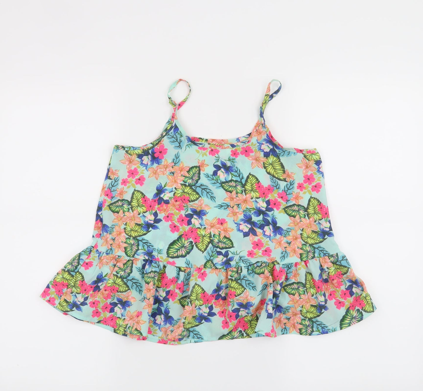Candy Couture Girls Blue Floral  Basic Tank Size 10 Years