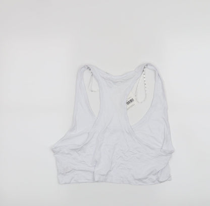 Back view of Missguided women’s white cropped tank, size UK 16