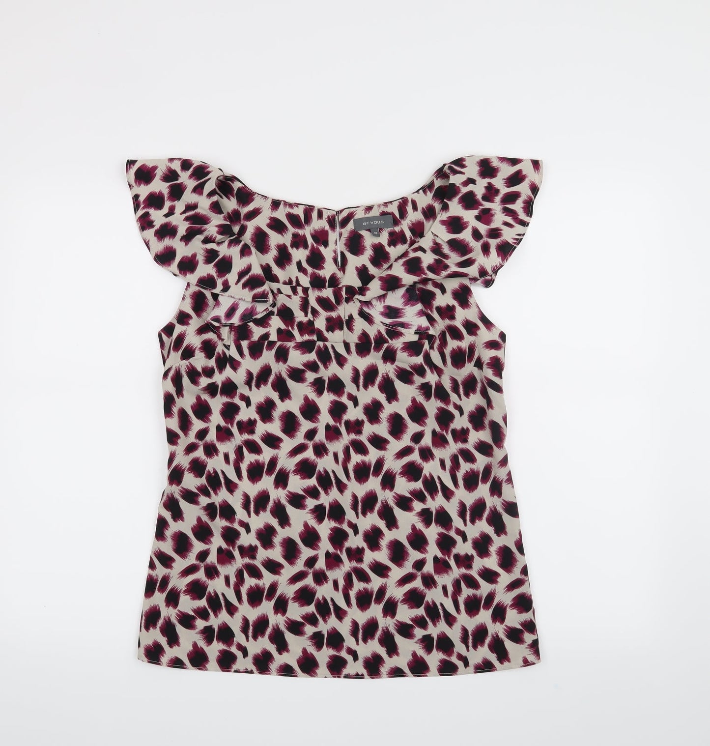 Et Vous Womens Purple Animal Print  Basic Blouse Size 10