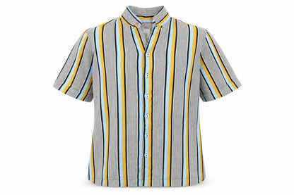 Front view of River Island women’s multicoloured striped basic button-up, size XS