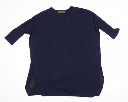Additional front view of QED London women’s blue check jumper, size S
