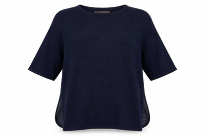 Front view of QED London women’s blue check jumper, size S