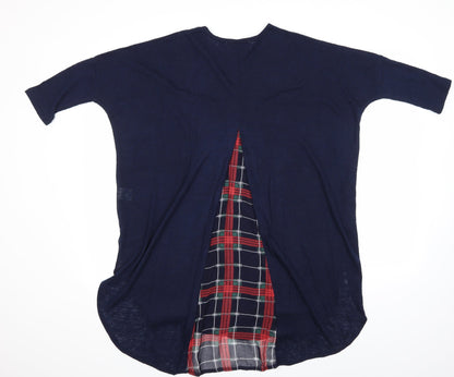 Back view of QED London women’s blue check jumper, size S