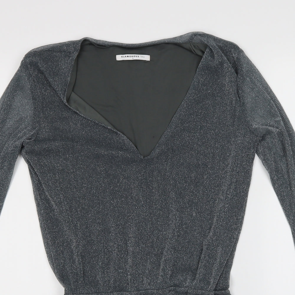 Glamour Womens Grey   Top Bodysuit Size 8
