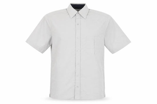 Front view of Next men’s grey button-up, size L