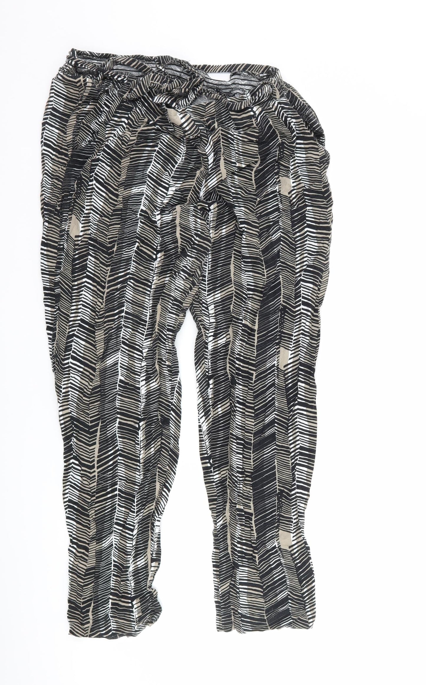Preworn Womens Black Striped  Trousers  Size 14 L26 in