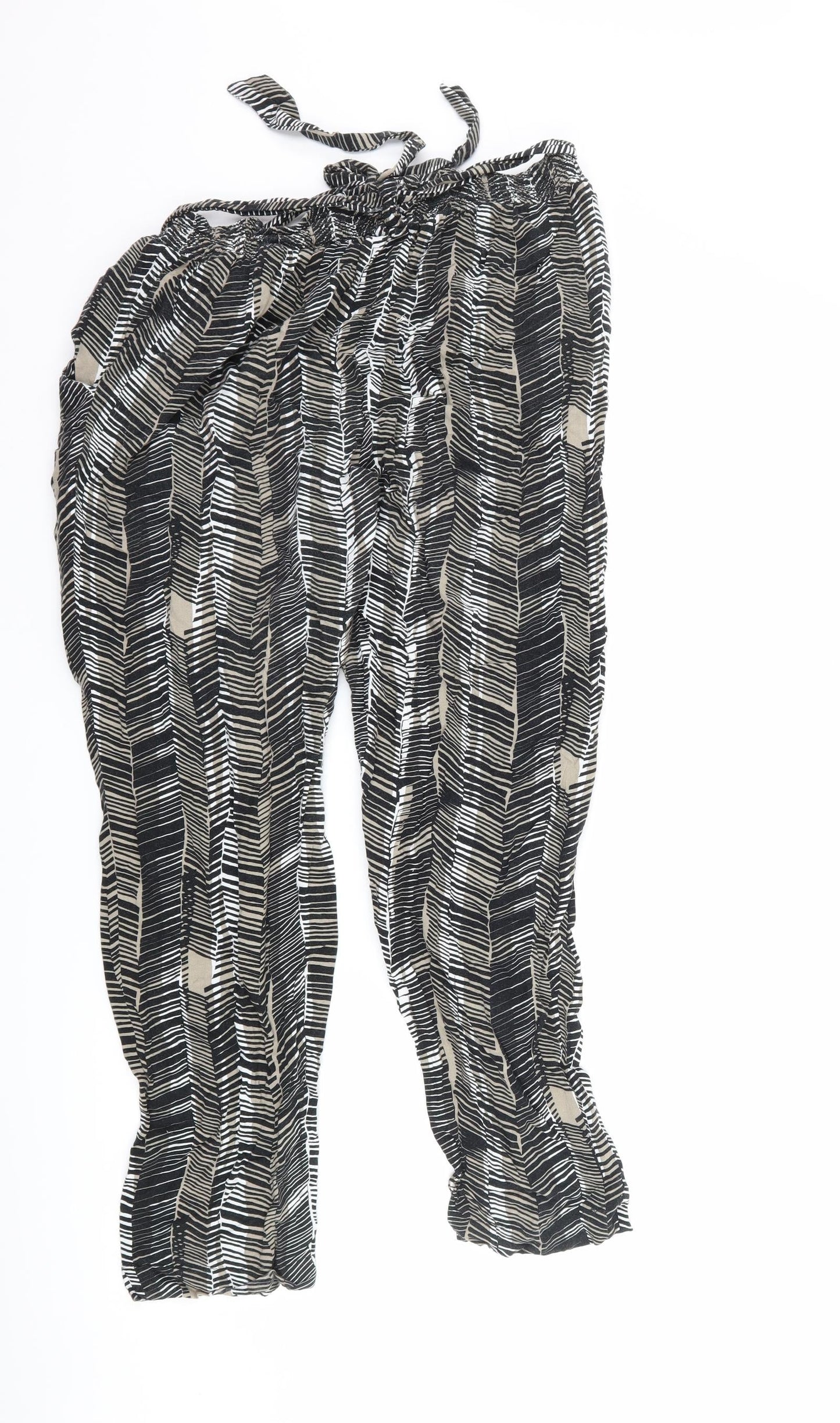 Preworn Womens Black Striped  Trousers  Size 14 L26 in