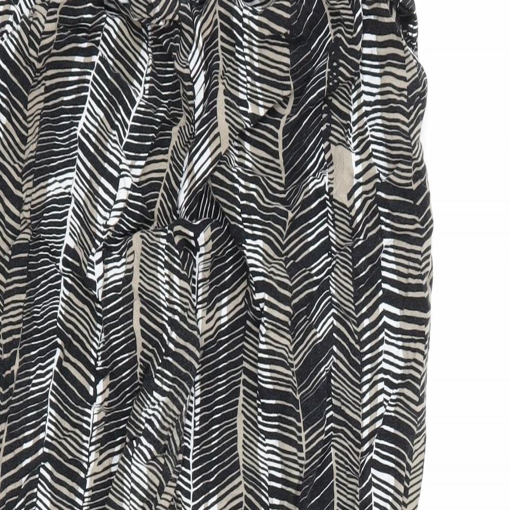 Preworn Womens Black Striped  Trousers  Size 14 L26 in