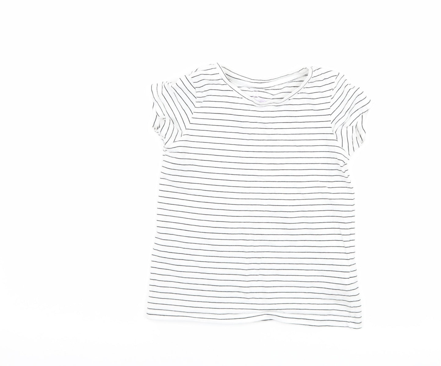 NEXT Girls White Striped  Basic T-Shirt Size 6 Years