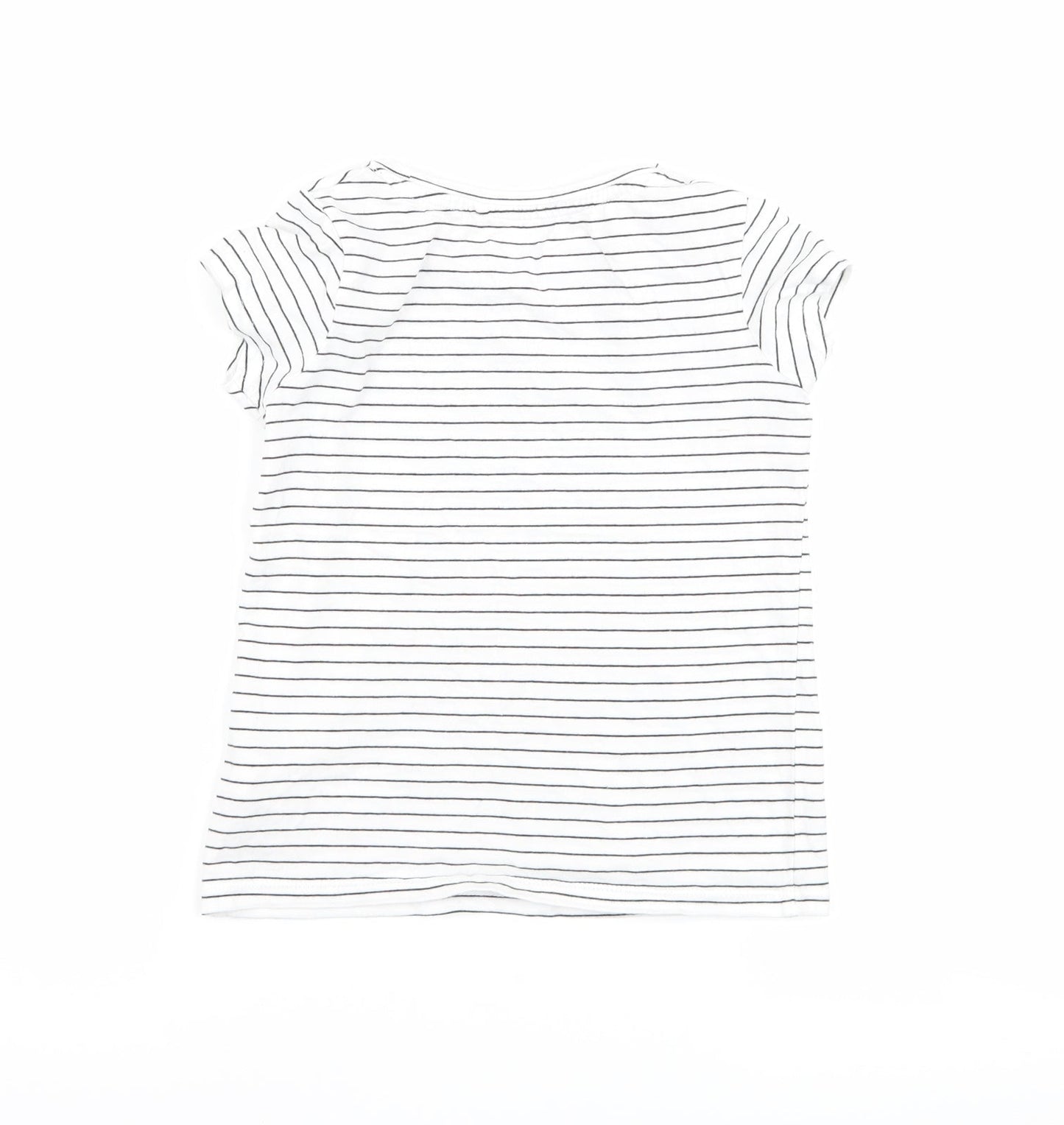 NEXT Girls White Striped  Basic T-Shirt Size 6 Years