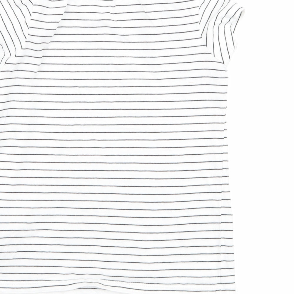 NEXT Girls White Striped  Basic T-Shirt Size 6 Years