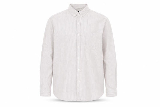 Front view of Topman men’s red striped button-up, size L
