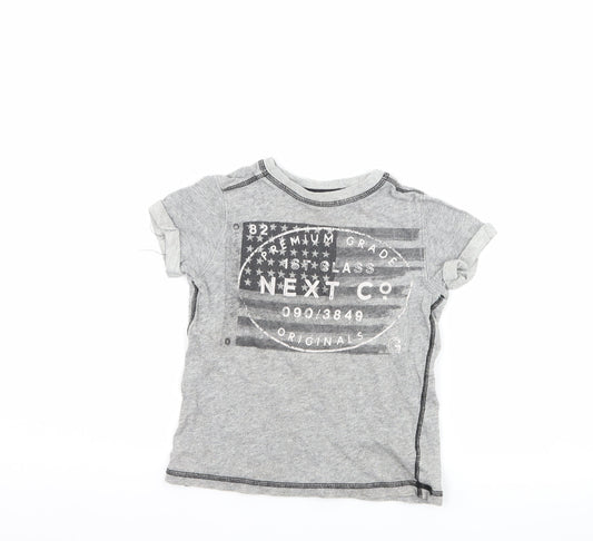 NEXT Boys Grey   Basic T-Shirt Size 4 Years  - graphic