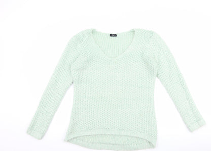 Front view of F&F women’s green jumper, size UK 16
