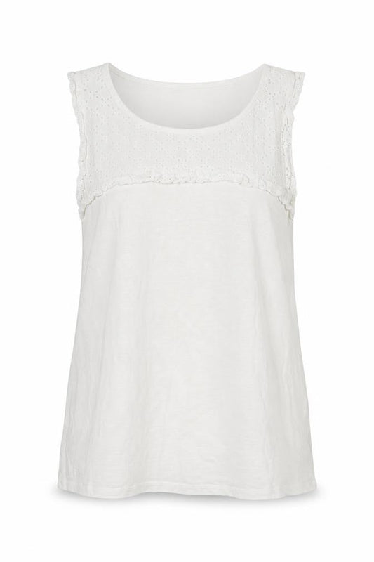 Front view of lounge wear women’s white tunic tank, size UK 12