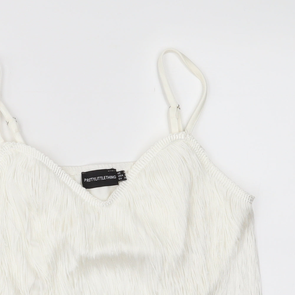 pretty little Thing Womens White   Cropped Tank Size 8