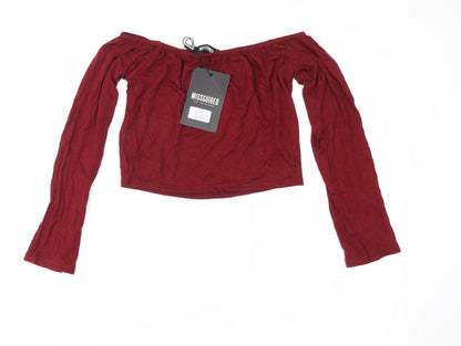 Additional front view of Missguided women’s red cropped t-shirt, size S