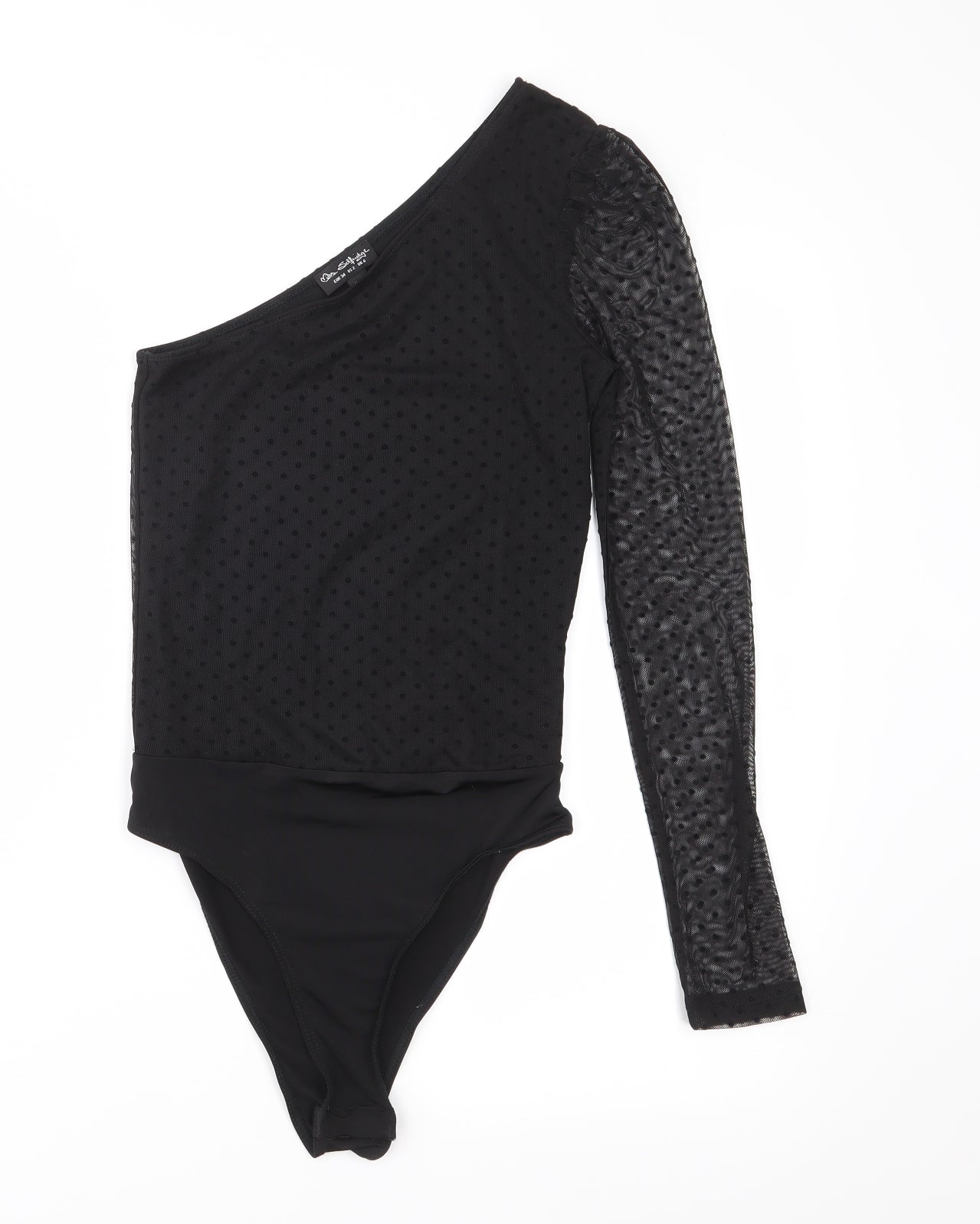 Miss Selfridge Womens Black Polka Dot  Bodysuit One-Piece Size 6